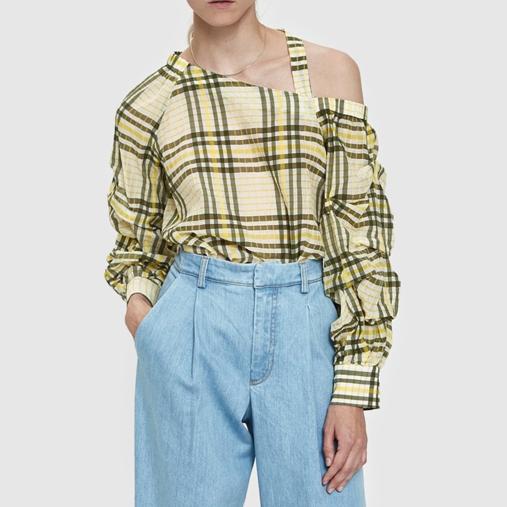 FARROW CAMU PINTUCK OFF-SHOULDER TOP